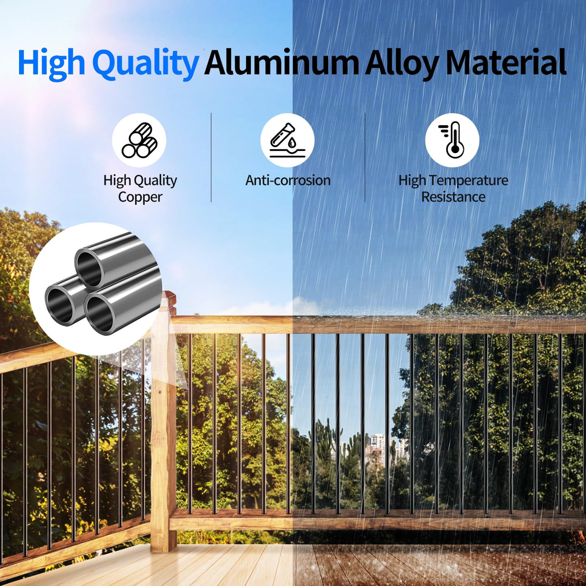 101 Pack 26" x 3/4" Black Round Aluminum Balusters A705555