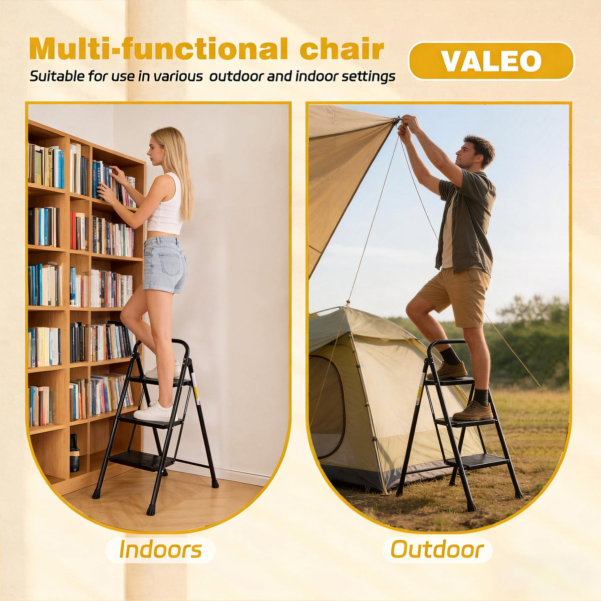 3 Step Folding Ladder with Anti-Slip Pedal I6436