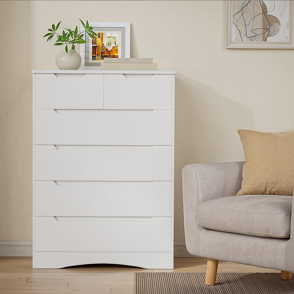 White 6 Drawer Dresser C873652