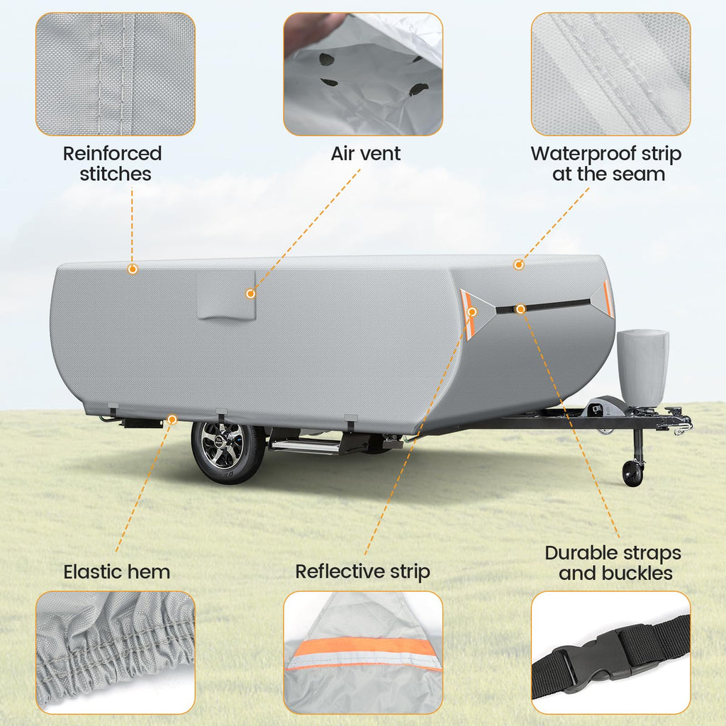 7 Layers Ripstop Waterproof Pop Up Camper Cover Fits 14' - 16' Trailers J5842