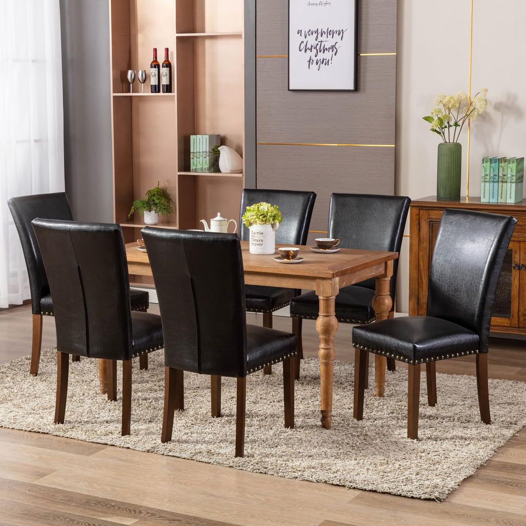 High Back Upholstered Dining Chairs Set of 2 Black F5990