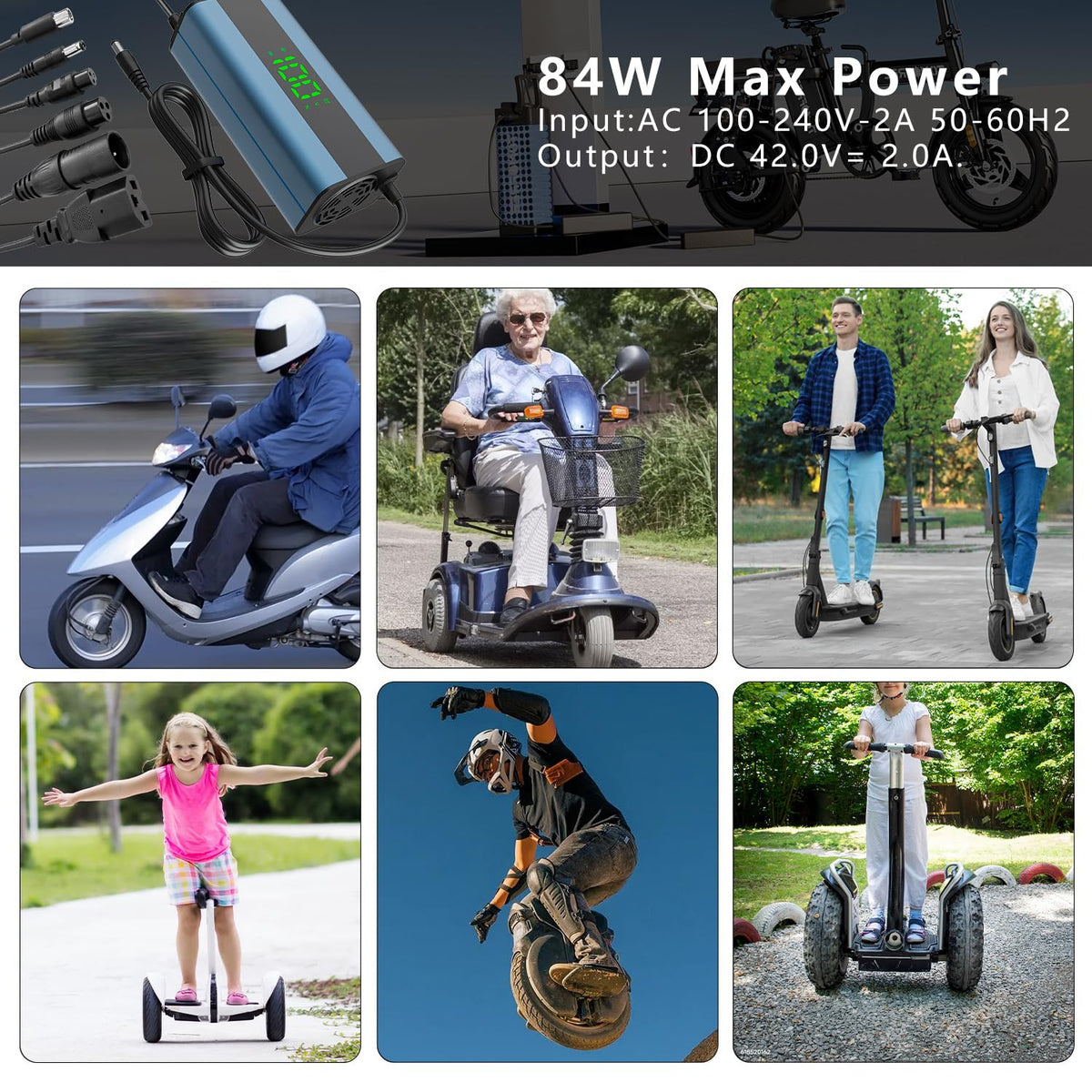 54.6V 3A Electric Scooter Charger 6 in 1 Plugs B76843