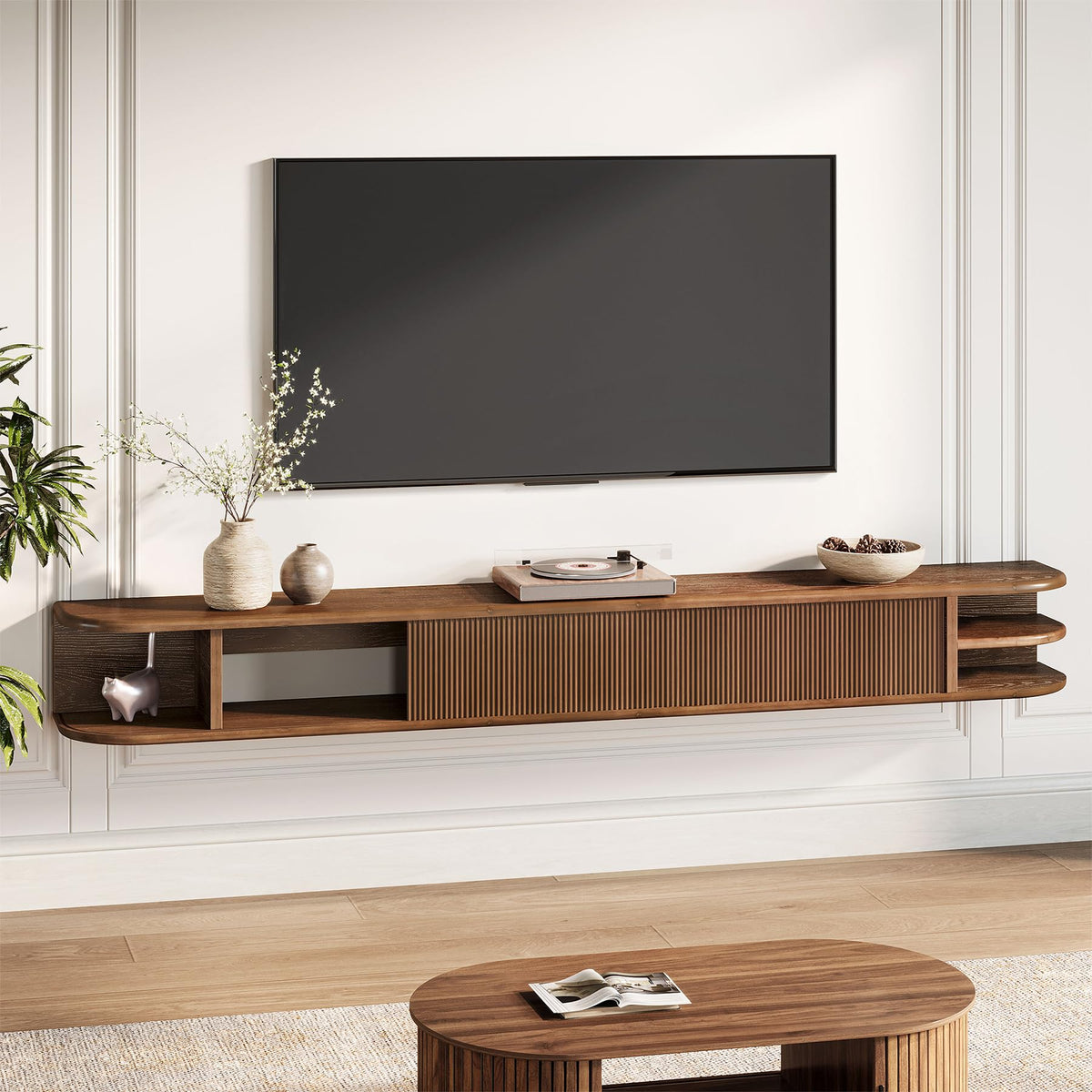 71" Solid Wood Floating TV Stand I280328
