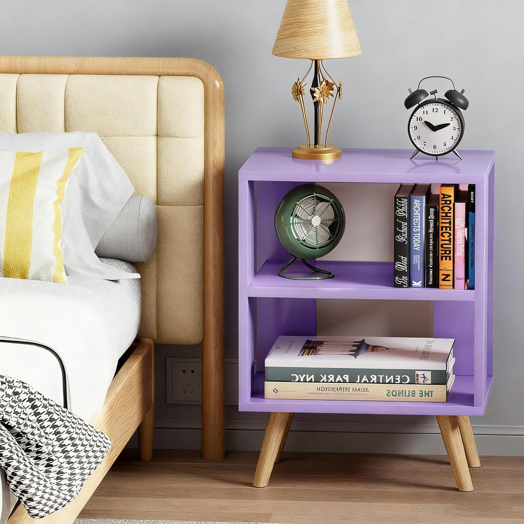Purple 2-Tier Wooden Nightstand S4182