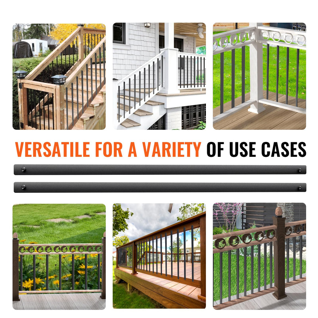 29.5"x1" Flat Aluminum Alloy 51 Pack Satin Black Metal Balusters O262