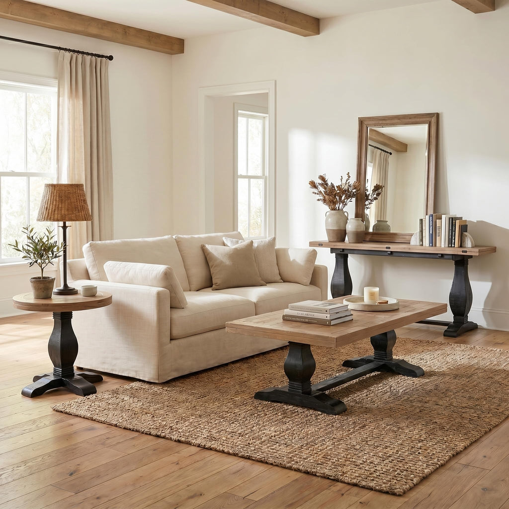 Solid Wood Coffee Table, Black and Driftwood G7424