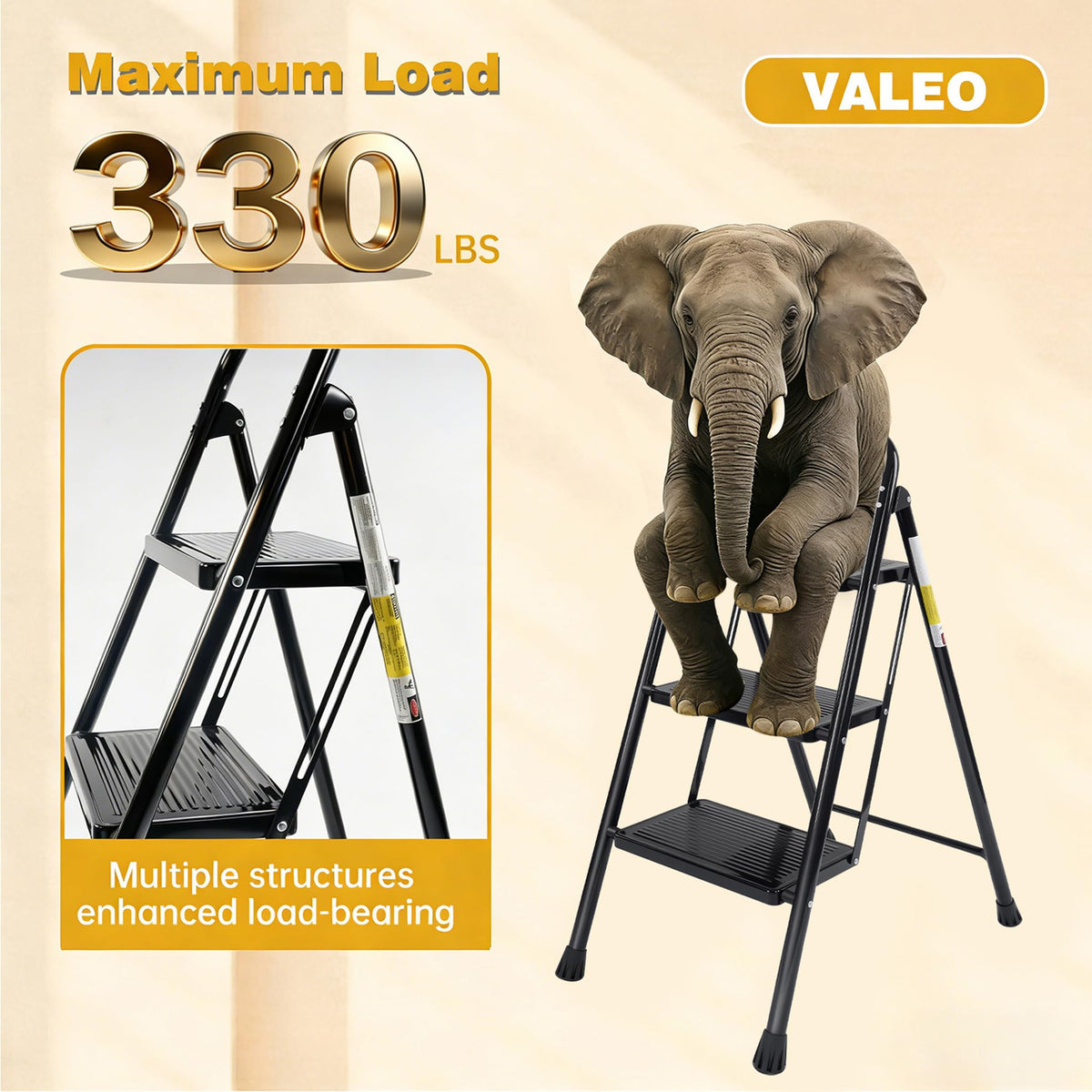 3 Step Folding Ladder with Anti-Slip Pedal I6436