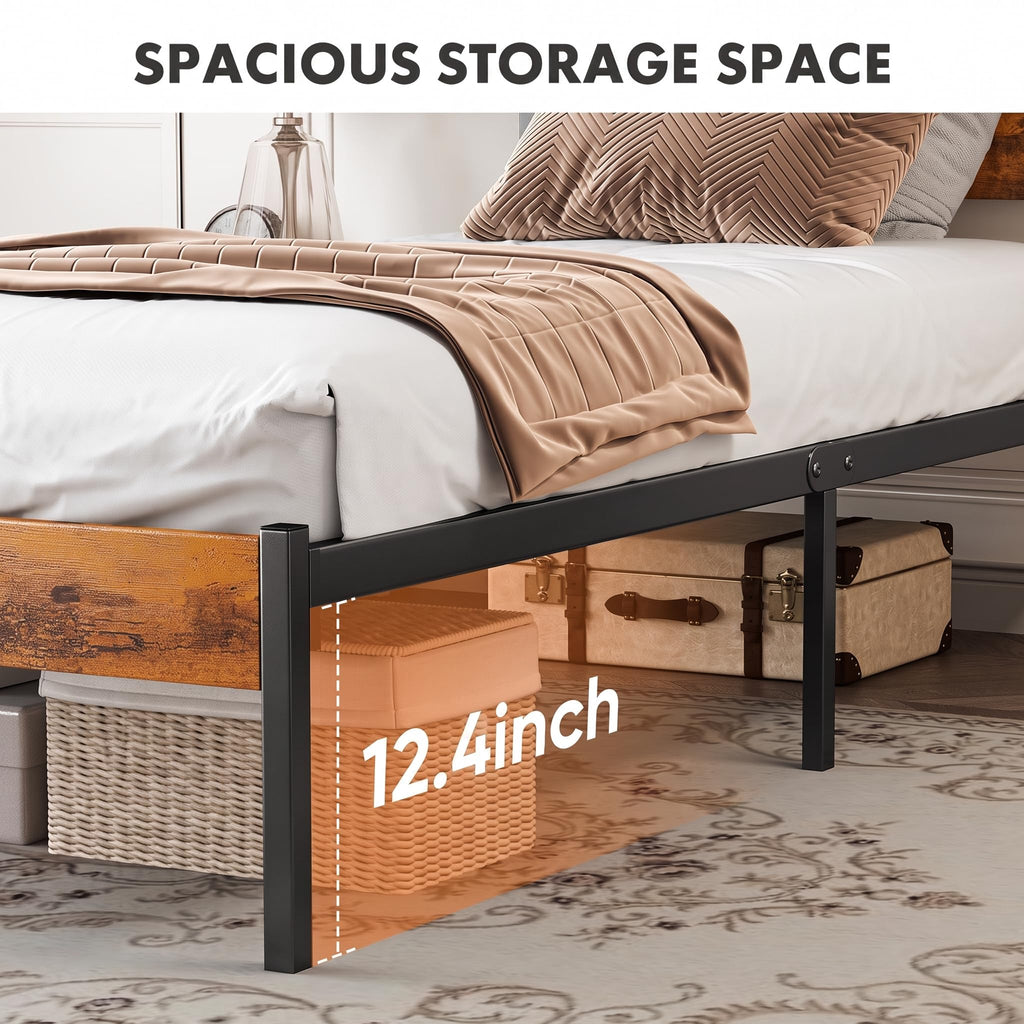 Twin Wood Bed Frame with Headboard S606