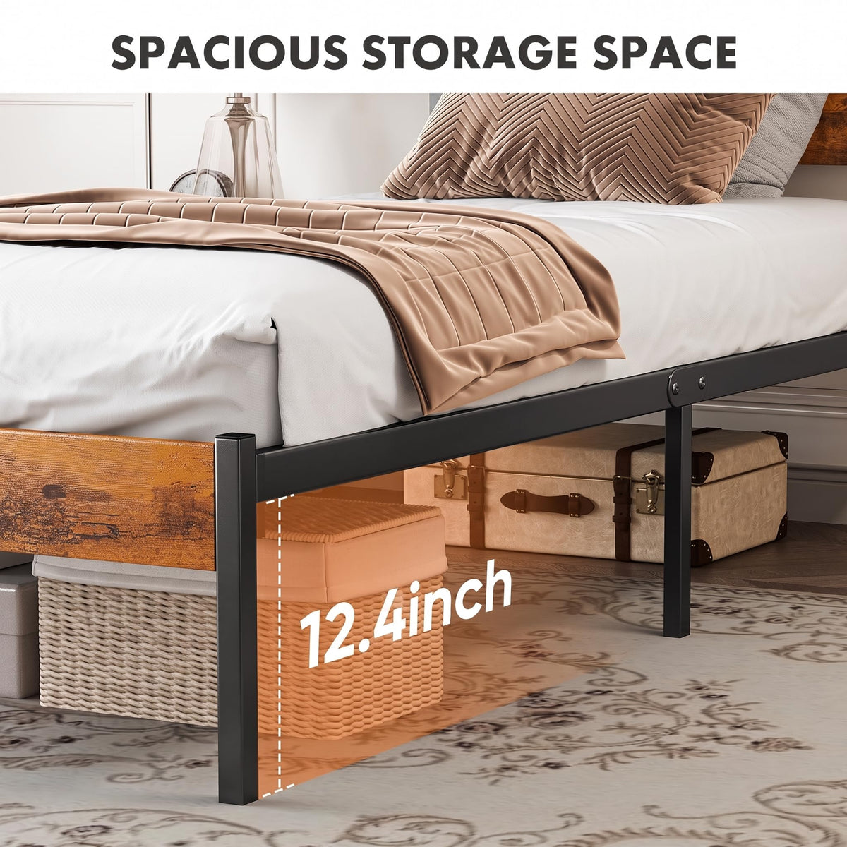 Twin Wood Bed Frame with Headboard S606