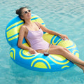 Blue Yellow Inflatable Pool Float Lounger G949
