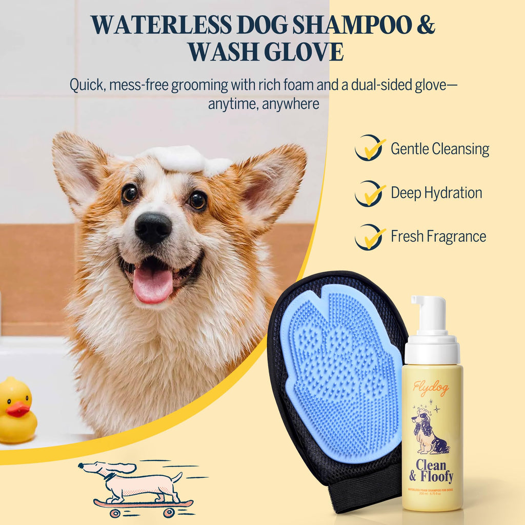Dry Dog Shampoo with Glove No Rinse Spray Foam Z79895