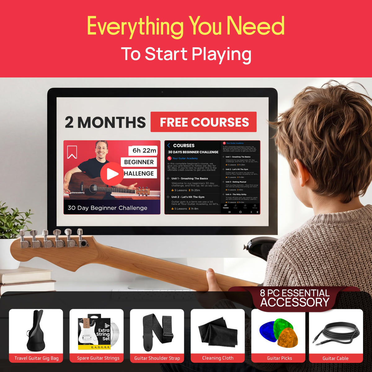 Kids Electric Guitar Starter Kit with Amplifier X741554