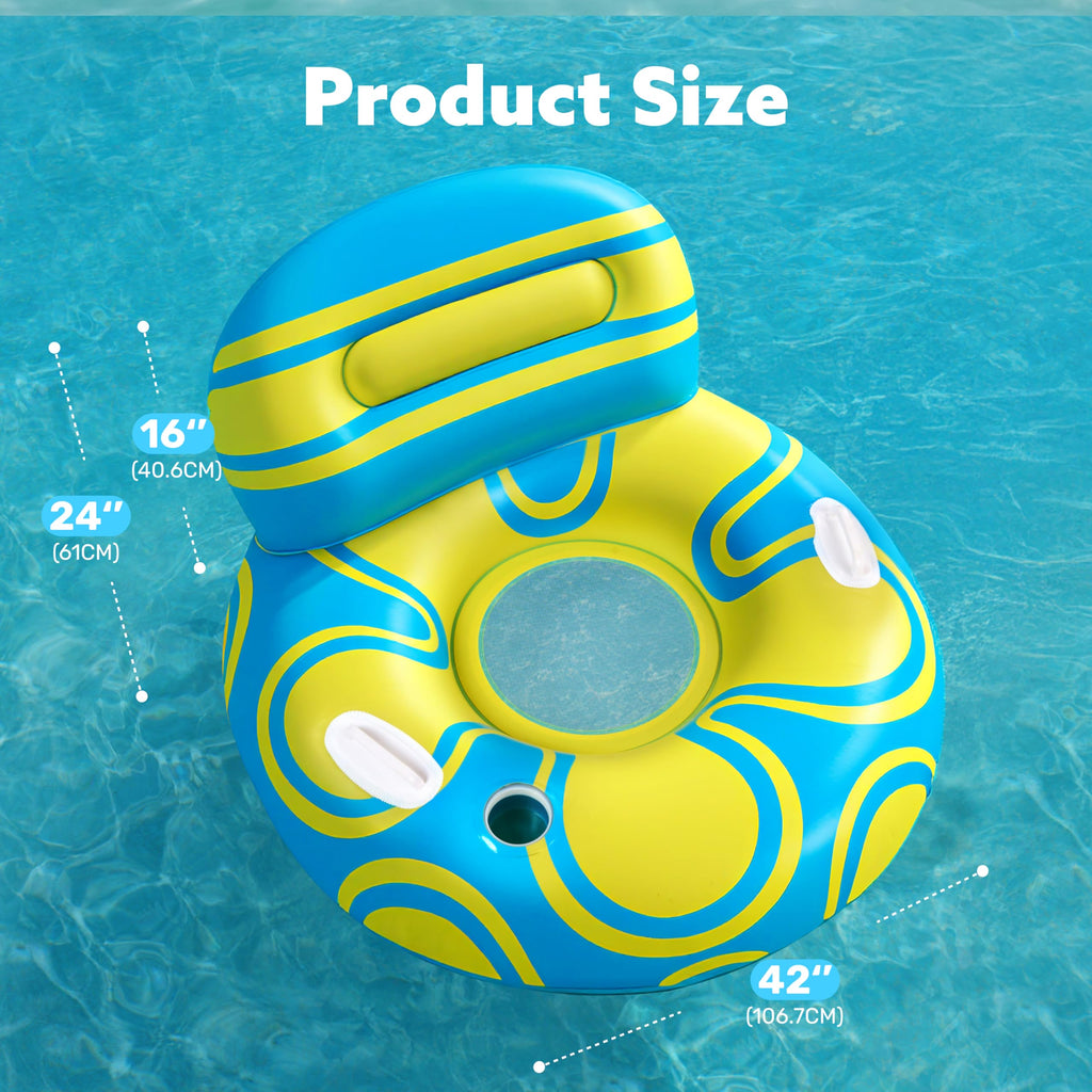 Blue Yellow Inflatable Pool Float Lounger G949
