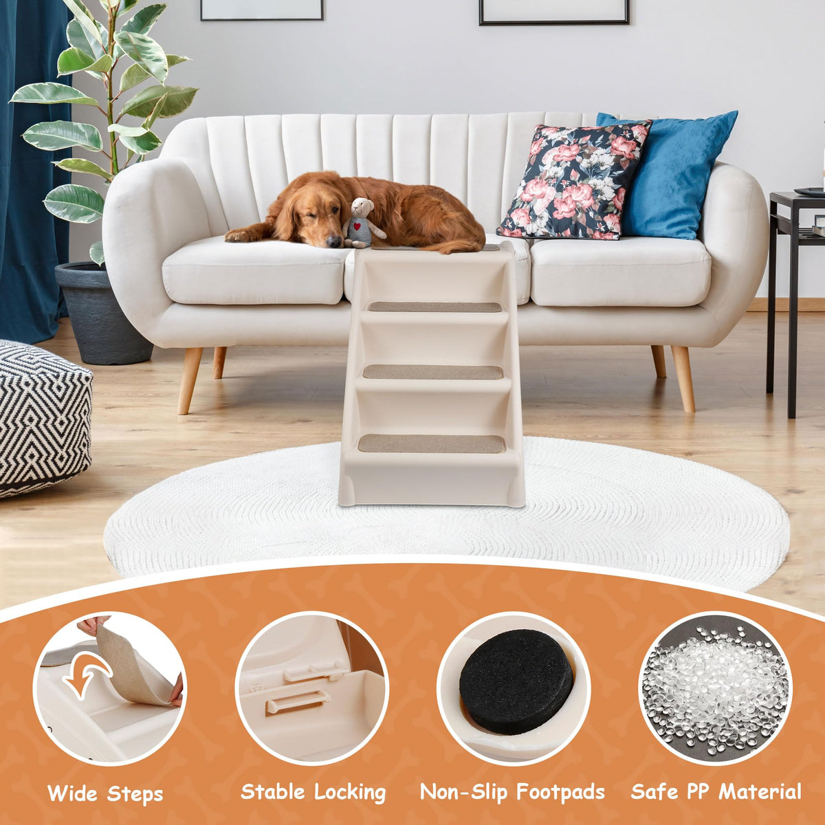 4-Step Non-Slip Dog Stairs V400704