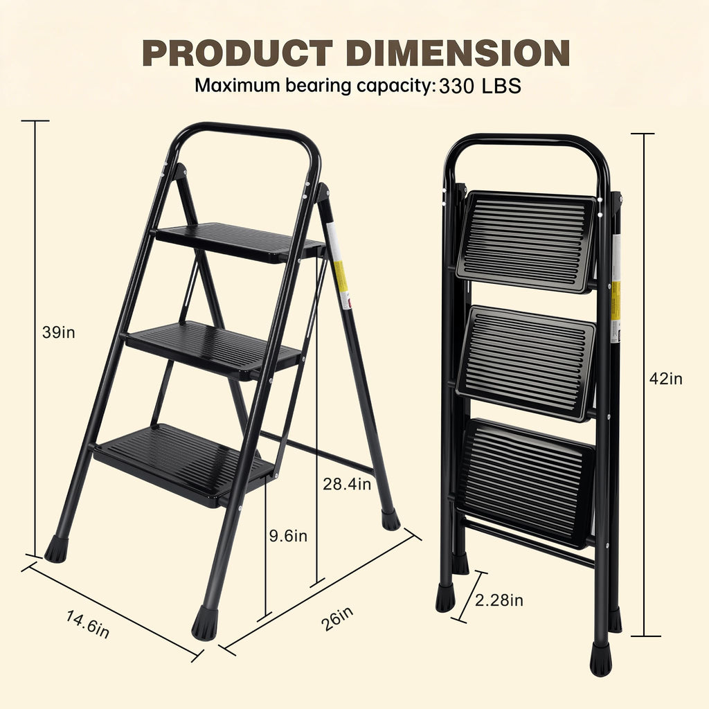 3 Step Folding Ladder with Anti-Slip Pedal I6436