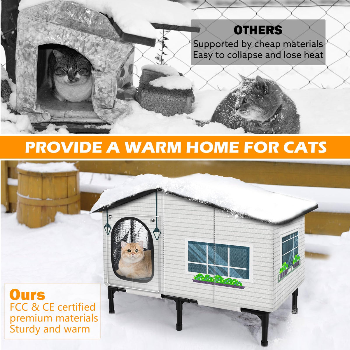 Weatherproof Heated Insulated Cat House V23508
