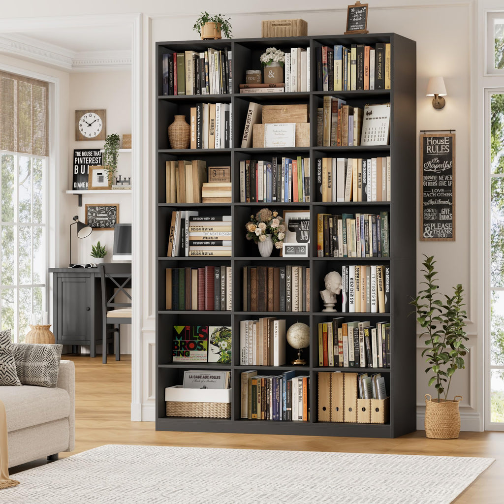 86" Triple Wide Black Bookshelf and Bookcase R925034