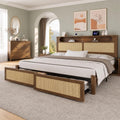 Queen Size Rattan Bed Frame with 2 Storage Drawers I7152