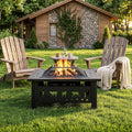 32 Inch Square Metal Patio Fire Pit Table X3546
