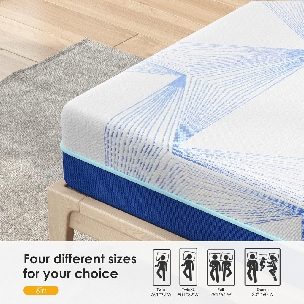 6 Inch Gel Memory Foam Twin Size Mattress U5401