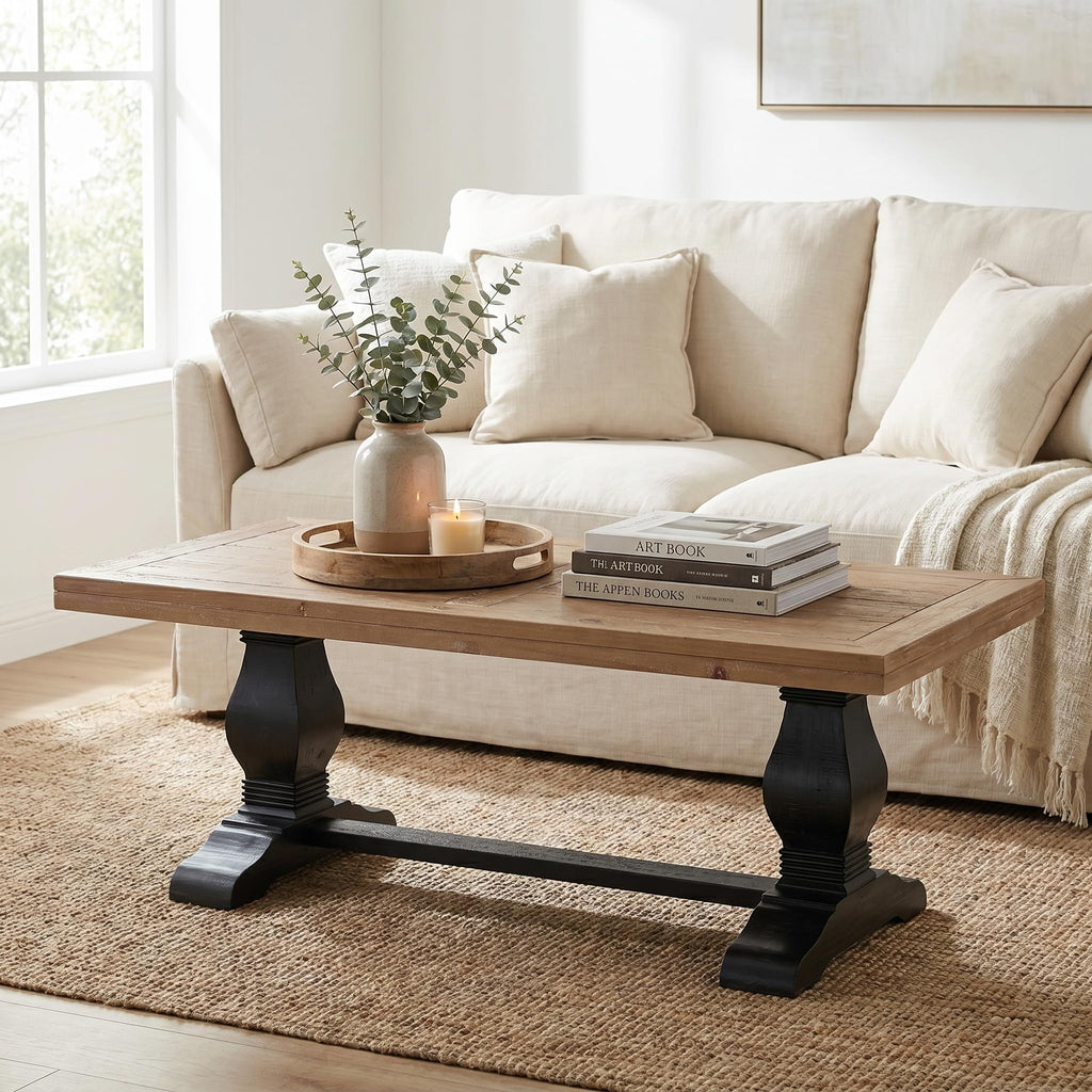 Solid Wood Coffee Table, Black and Driftwood G7424