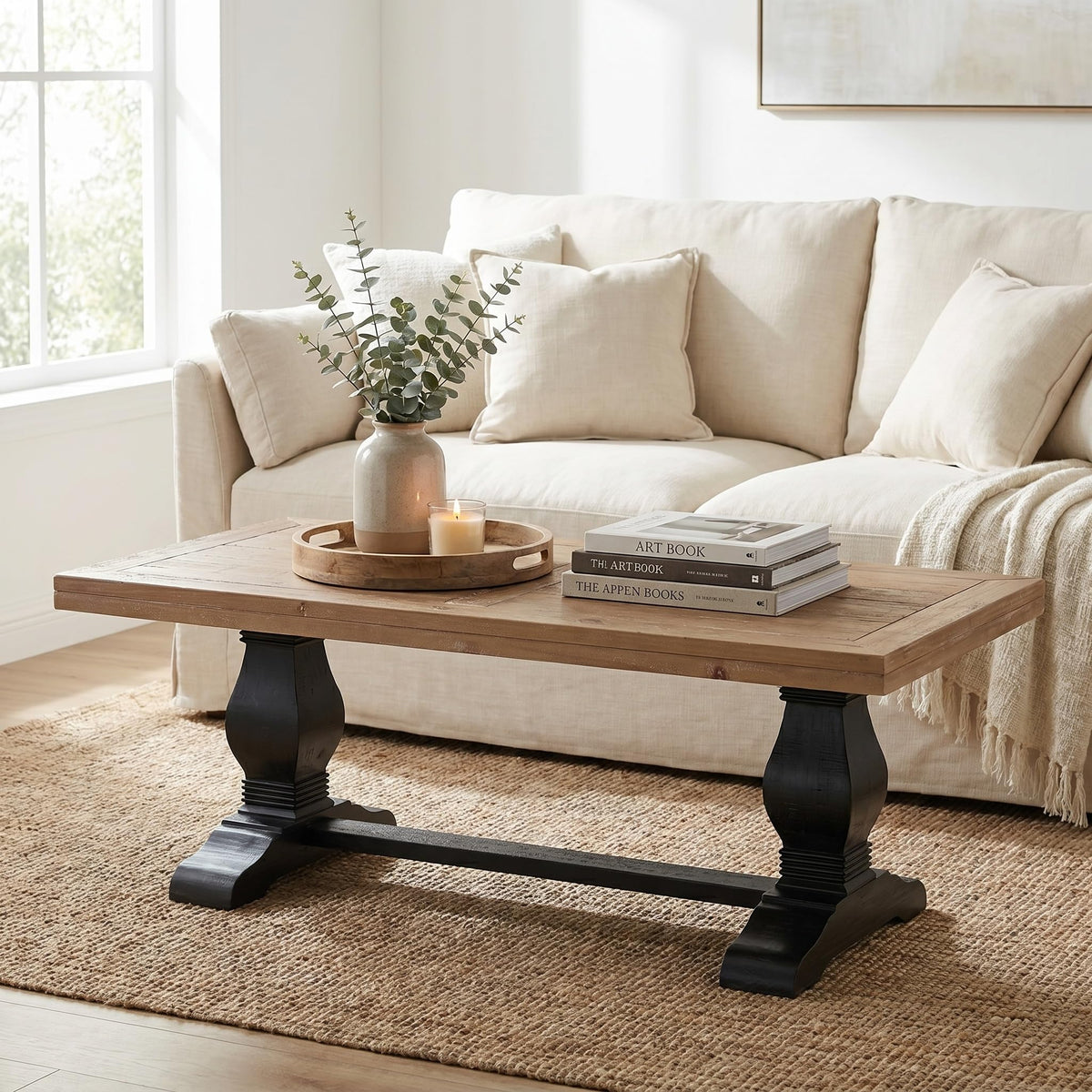 Solid Wood Coffee Table, Black and Driftwood G7424
