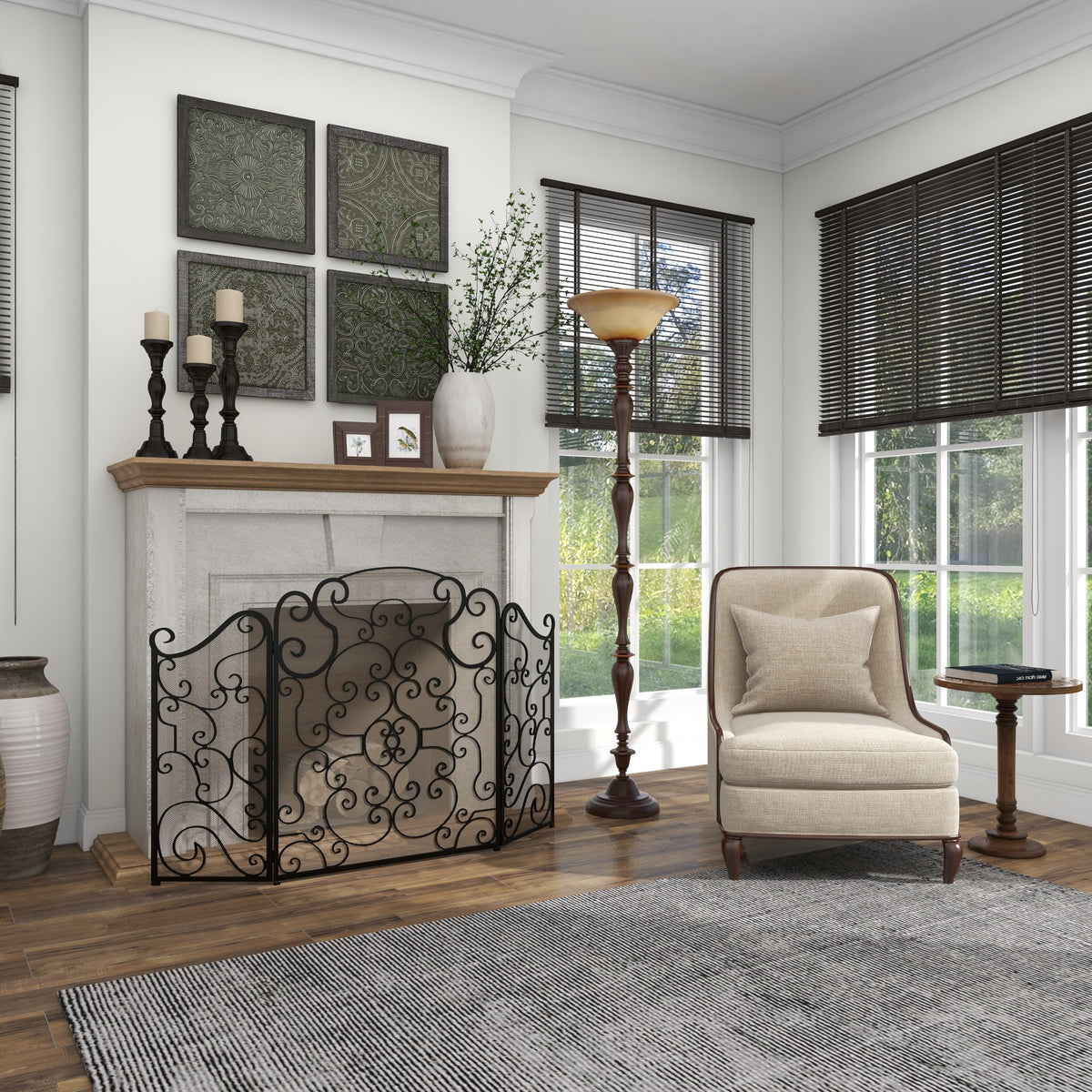 Metal 3 Panel Fireplace Screen Z190195